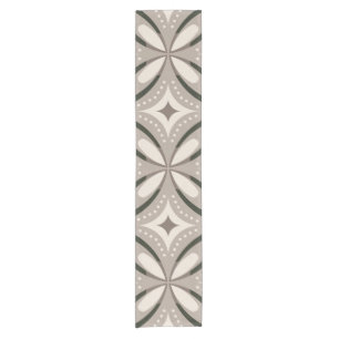 Retro Beige & Brown Geometric Shapes Short Table Runner
