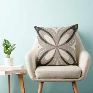 Retro Beige & Brown Geometric Shapes Throw Pillow