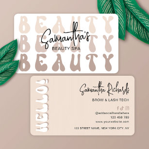 Retro Beige Modern Girly Lash Beauty Salon or Spa Business Card