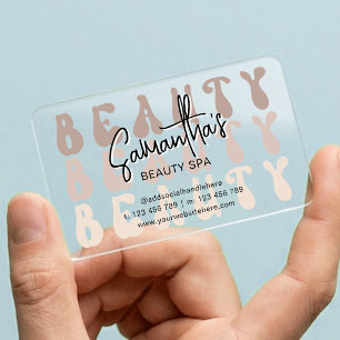 Retro Beige Modern Girly Lash Beauty Salon or Spa Clear Business Cards