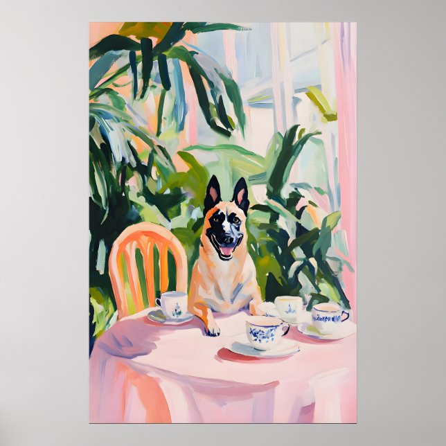 Retro Belgian Malinois Poster, Belgian Malinois Poster (Front)