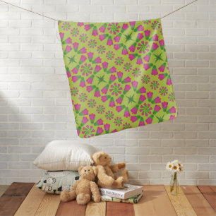 Retro Bell Flower Mandalas Green Baby Blanket