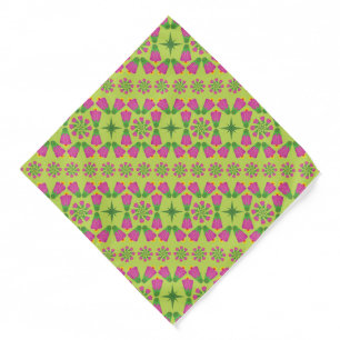 Retro Bell Flower Mandalas Green Bandana
