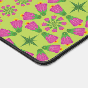 Retro Bell Flower Mandalas Green Desk Mat