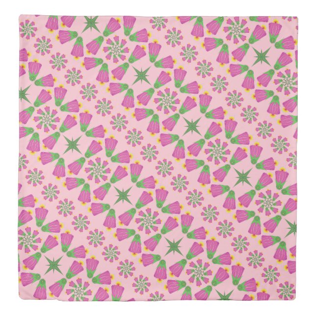 Retro Bell Flower Mandalas Pink Duvet Cover (Front)
