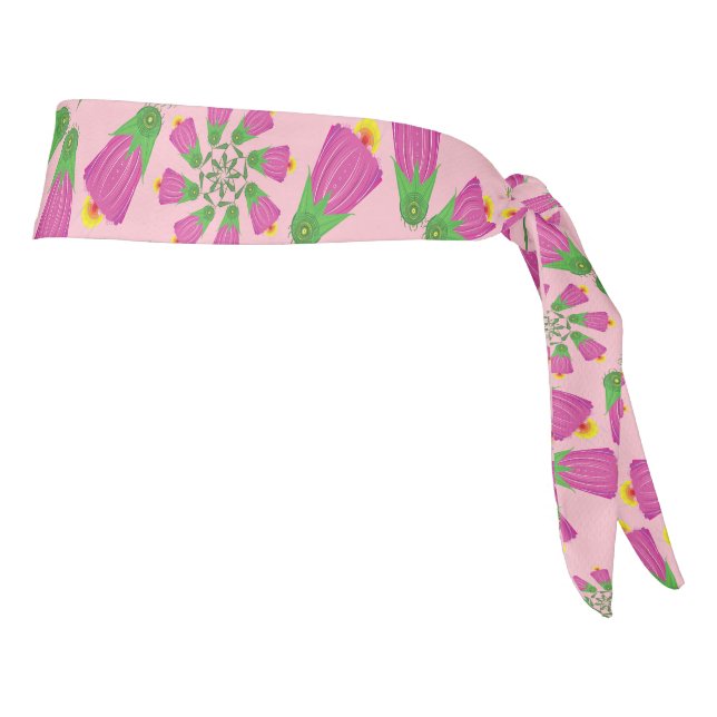Retro Bell Flower Mandalas Pink Head Tie Tie Headband (Rotate 90)