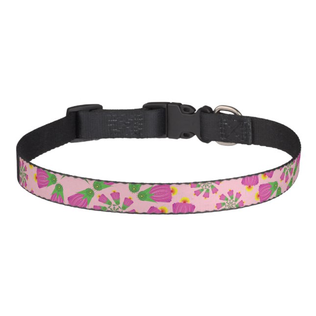 Retro Bell Flower Mandalas Pink Pet Collar (Front)