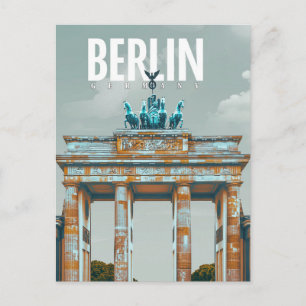 Retro Berlin: Brandenburg Gate Travel Postcard