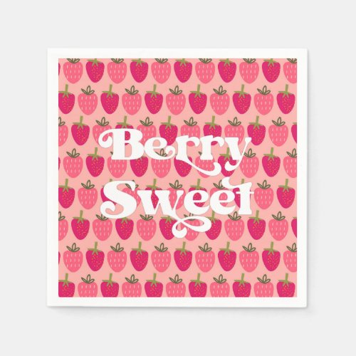 Retro Berry Sweet Strawberry Pink  Napkins