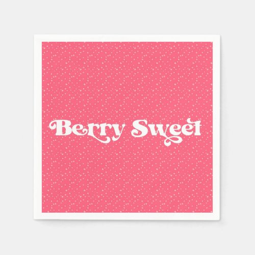 Retro Berry Sweet Strawberry Pink Paper Napkin