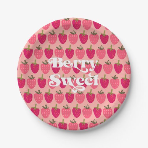 Retro Berry Sweet Strawberry Pink Paper Plates