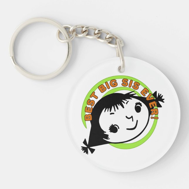 Retro Best Big Sis Ever Keychain (Front)
