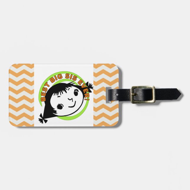 Retro Best Big Sis Ever Luggage Tag (Front Horizontal)