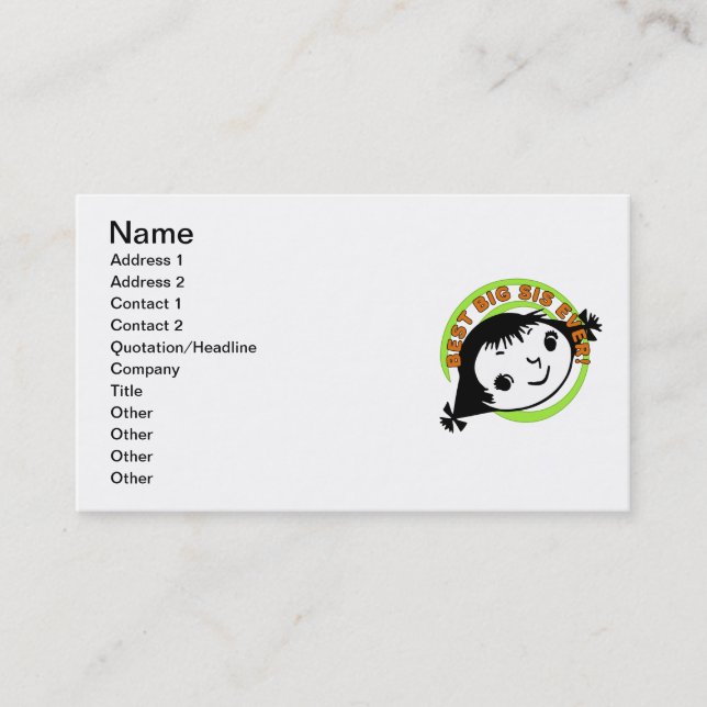 Retro Best Big Sister Ever Business Card (Front)