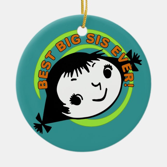 Retro Best Big Sister Ever Ceramic Ornament (Front)