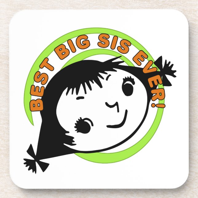 Retro Best Big Sister Ever Drink Coaster (Front)