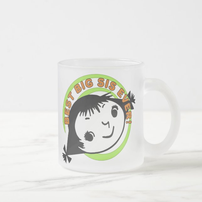 Retro Best Big Sister Ever Frosted Glass Coffee Mug (Right)
