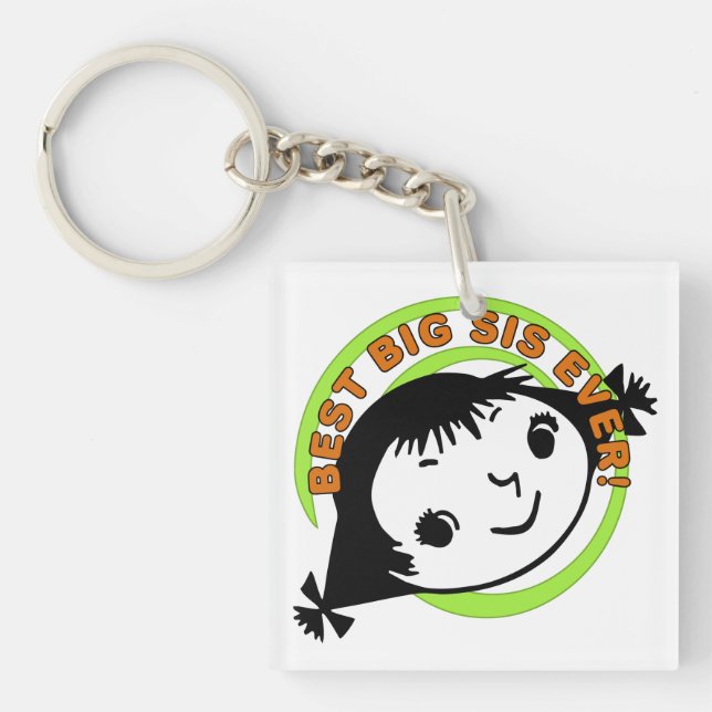 Retro Best Big Sister Ever Keychain (Front)