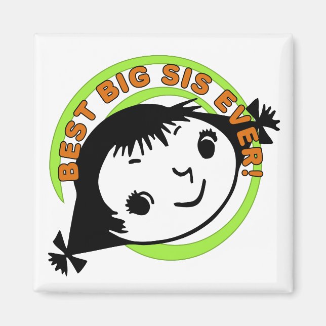 Retro Best Big Sister Ever Magnet (Front)