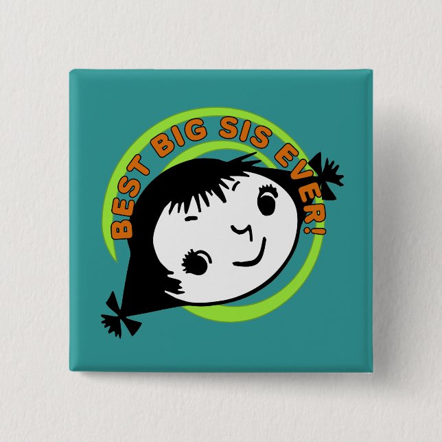 Retro Best Big Sister Ever Pinback Button (Front)