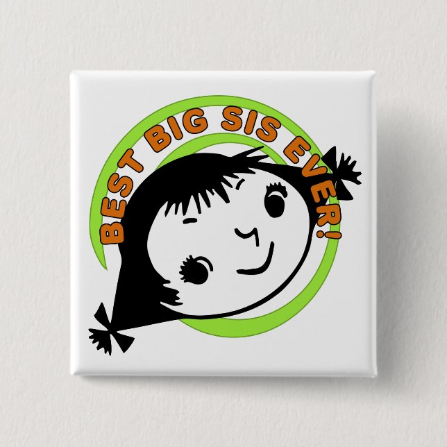 Retro Best Big Sister Ever Pinback Button (Front)