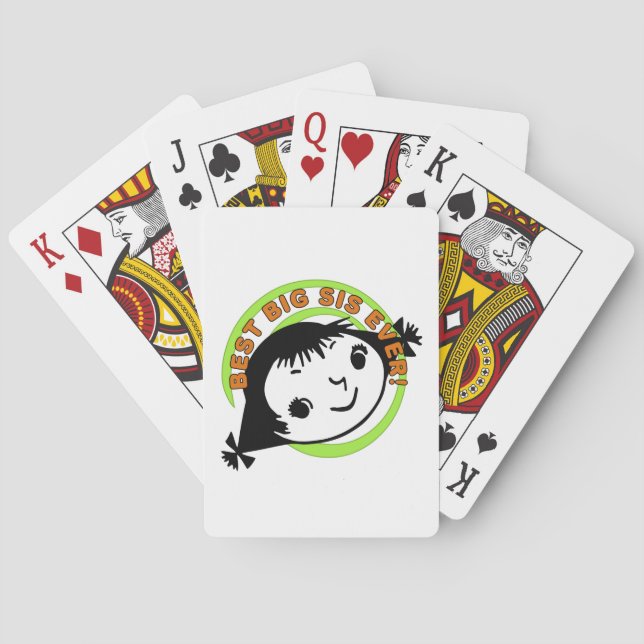 Retro Best Big Sister Ever Poker Cards (Back)
