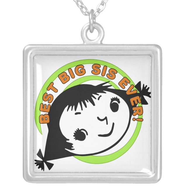 Retro Best Big Sister Ever Silver Plated Necklace (Front)
