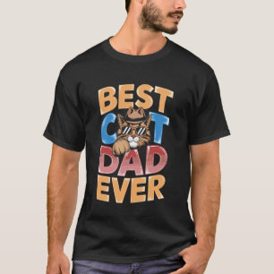 Retro Best Cat Dad Ever Distressed Sunset T-Shirt