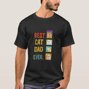 Retro Best Cat Dad Ever Meow Cat Kitty Cat Daddy T-Shirt