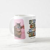 Retro Best Cat Mom 2 Photo Coffee Mug (Front Left)