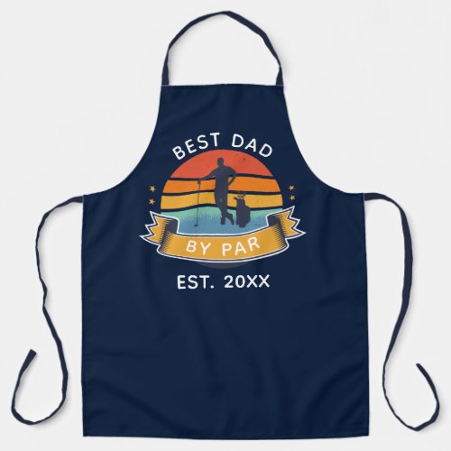 Retro Best Dad by Par Golfing Birthday Swag Apron