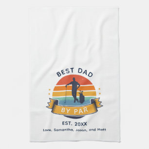 Retro Best Dad by Par Golfing Lover Custom Kitchen Towel