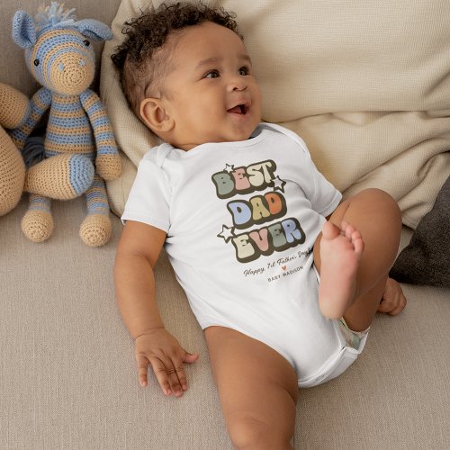 Retro Best Dad Ever 1st Fathers Day Baby Bodysuit