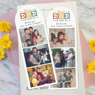 Retro Best Dad Ever Custom Photo Collage Bookmarks