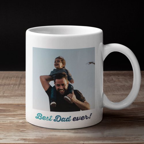 Retro Best Dad Ever Custom Photo Fathers Day Coffee Mug