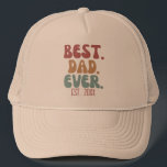 Retro Best Dad Ever Established Date New Dad Gift Trucker Hat<br><div class="desc">Best dad ever shirt with customizable established date in retro font and colors.</div>