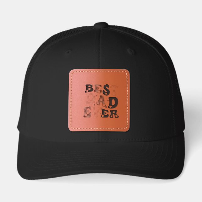 Retro Best Dad Ever Leather Patch Hat (Front)