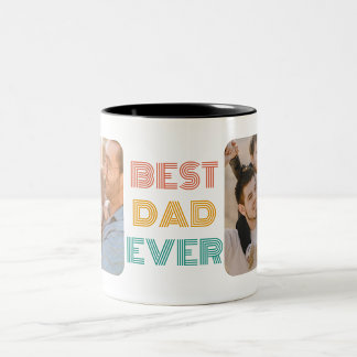 retro best dad ever personalized photo Two-Tone coffee mug