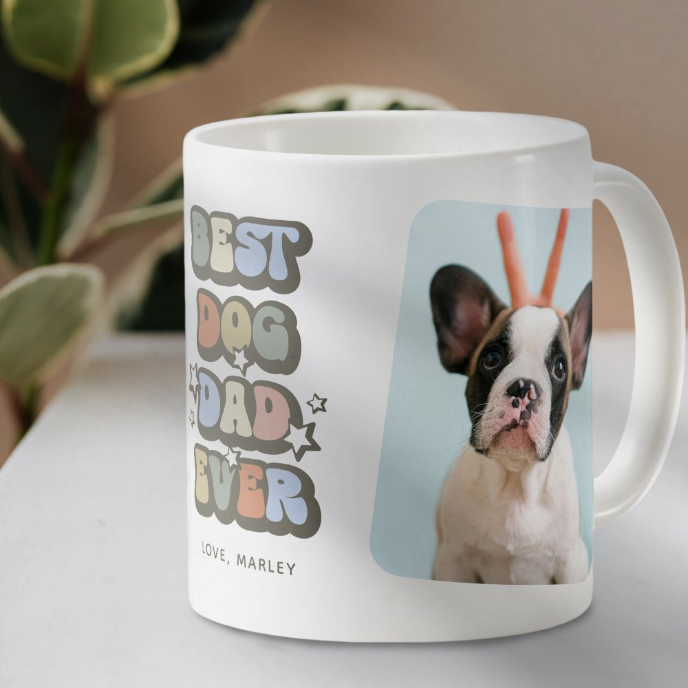 Discover Retro Best Dog Dad Ever 2 Photo Coffee Mug