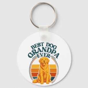 Retro Best Dog Grandpa Ever Golden Retriever Keychain