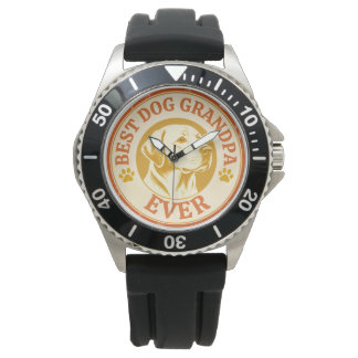 Retro Best Dog Grandpa Ever Labrador Round Watch