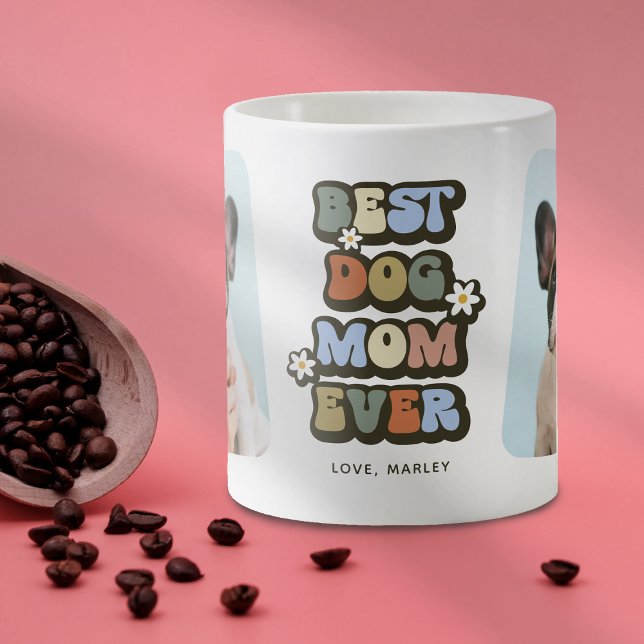 Retro Best Dog Mom 2 Photo Coffee Mug (Creator Uploaded)
