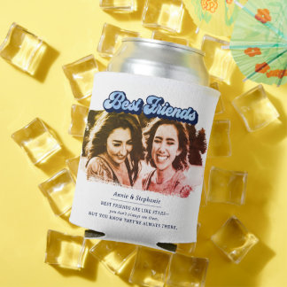 Retro Best Friends Are Like Stars Photo Can Cooler