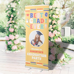 Retro Best Grad Ever Photo Yellow Graduation Retractable Banner