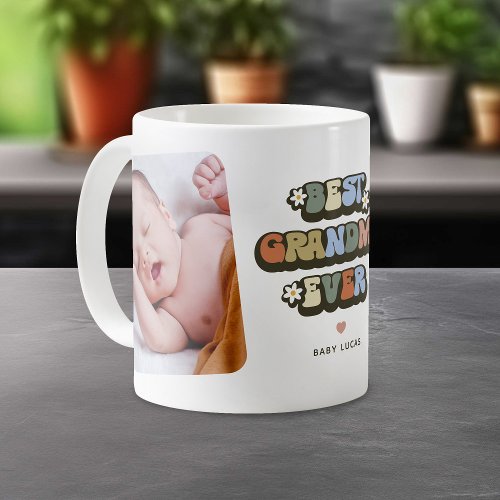 Retro Best Grandma Ever 2 Photo Coffee Mug