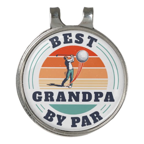 Retro Best Grandpa By Par Custom Birthday Pop Golf Hat Clip