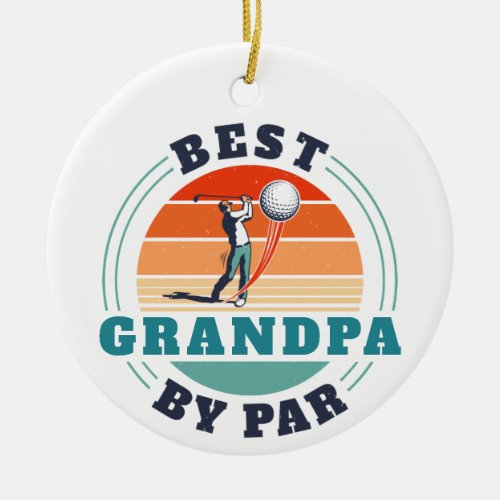 Retro Best Grandpa By Par Custom Christmas Ceramic Ornament