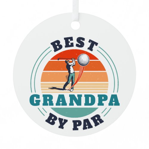 Retro Best Grandpa By Par Custom Christmas Metal Ornament