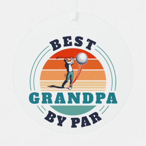 Retro Best Grandpa By Par Custom Christmas Metal Ornament