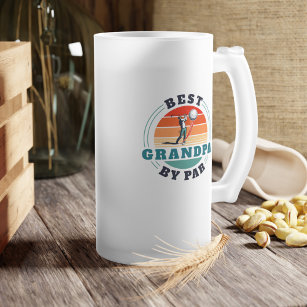 Retro Best Grandpa By Par Custom Fathers Day Frosted Glass Beer Mug